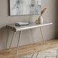 56" Silver Aluminum and Solid Wood Three Leg Console Table