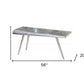 56" Silver Aluminum and Solid Wood Three Leg Console Table
