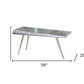 56" Silver Aluminum Three Leg Console Table