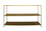 60" Brass Iron Console Table With Two Shelves