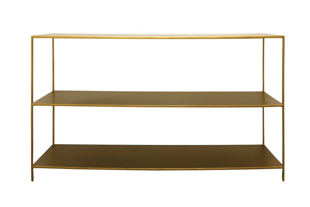 60" Brass Iron Console Table With Shelves