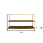 60" Brass Iron Console Table With Two Shelves