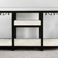 58" White and Black Genuine Marble Floor Shelf Console Table Two Shelves