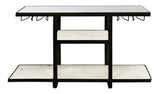 58" White and Black Genuine Marble Floor Shelf Console Table Two Shelves