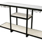 58" White and Black Genuine Marble Floor Shelf Console Table Two Shelves