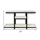 58" White and Black Genuine Marble Floor Shelf Console Table Two Shelves