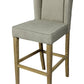 30" Gray And Brown Solid Wood Bar Height Bar Chair
