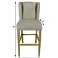 30" Gray And Brown Solid Wood Bar Height Bar Chair