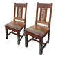 Set of Two Brown Slat Back Dining Side Chairs