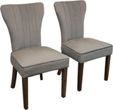 Set of Two Gray And Brown Upholstered Velvet Dining Parsons Chairs