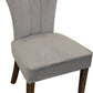 Set of Two Gray And Brown Upholstered Velvet Dining Parsons Chairs