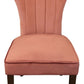 Set of Two Blush and Brown Upholstered Velvet Dining Parsons Chairs