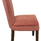 Set of Two Blush and Brown Upholstered Velvet Dining Parsons Chairs