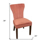 Set of Two Blush and Brown Upholstered Velvet Dining Parsons Chairs