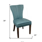 Set of Two Teal Blue and Brown Upholstered Velvet Dining Parsons Chairs