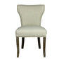 Set of Two Ivory and Brown Upholstered Fabric Dining Parsons Chairs
