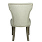 Set of Two Ivory and Brown Upholstered Fabric Dining Parsons Chairs