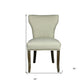Set of Two Ivory and Brown Upholstered Fabric Dining Parsons Chairs