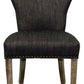 Set of Two Dark Gray And Brown Upholstered Fabric Dining Parsons Chairs