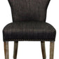 Set of Two Dark Gray And Brown Upholstered Fabric Dining Parsons Chairs