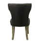 Set of Two Dark Gray And Brown Upholstered Fabric Dining Parsons Chairs