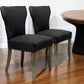 Set of Two Dark Gray And Brown Upholstered Fabric Dining Parsons Chairs