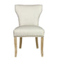 Set of Two Ivory and Natural Upholstered Fabric Dining Parsons Chairs