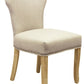 Set of Two Ivory and Natural Upholstered Fabric Dining Parsons Chairs