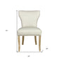 Set of Two Ivory and Natural Upholstered Fabric Dining Parsons Chairs