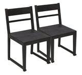 Set of Two Dark Gray Ladder Back Dining Side Chairs