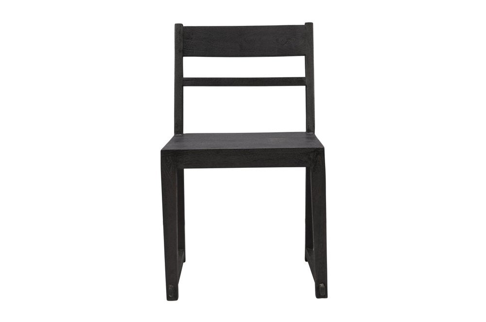 Set of Two Dark Gray Ladder Back Dining Side Chairs