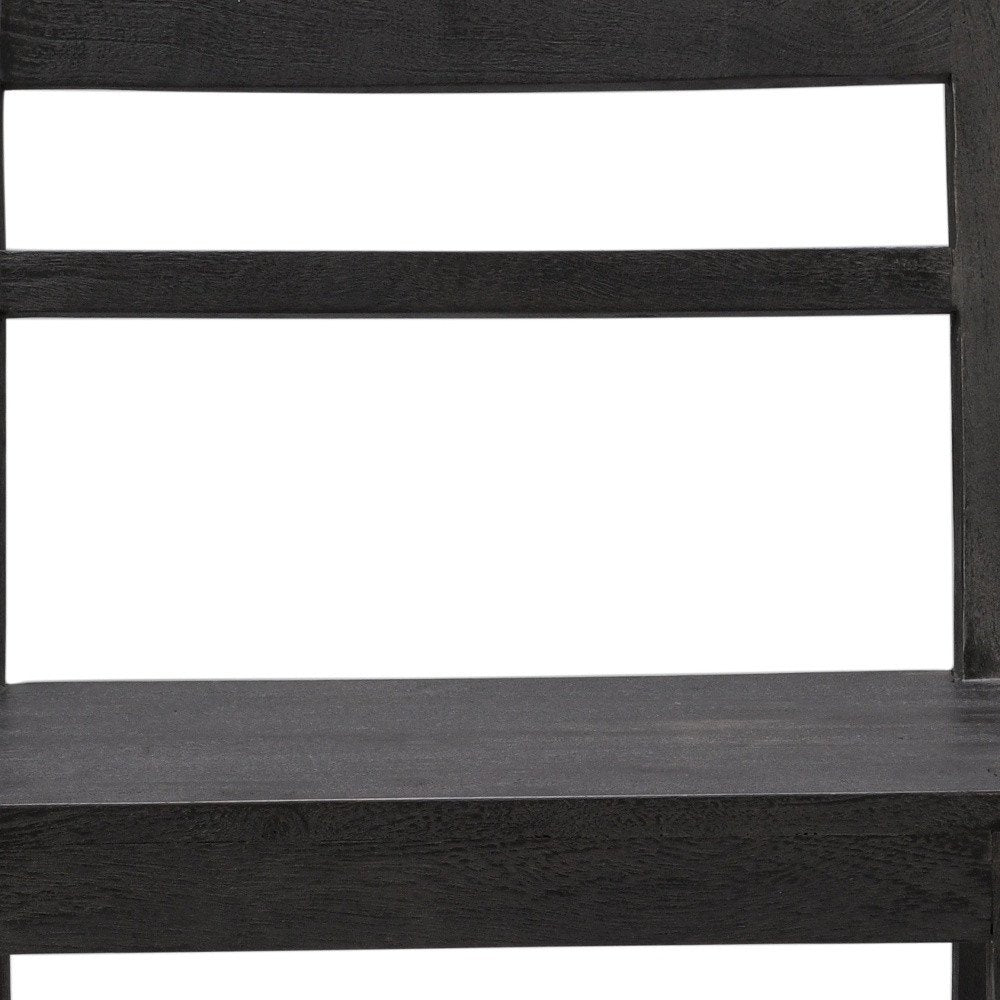 Set of Two Dark Gray Ladder Back Dining Side Chairs