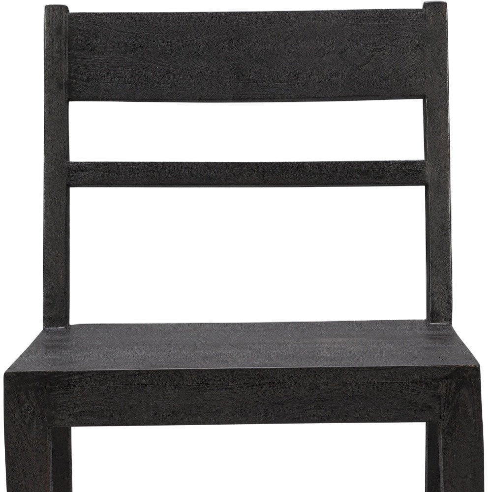 Set of Two Dark Gray Ladder Back Dining Side Chairs