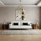 89" White Sofa And Toss Pillows With Silver Legs