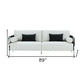 89" White Sofa And Toss Pillows With Silver Legs