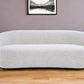 90" Off White Fabric Sofa With Black Legs