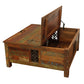 40" Brown Solid Wood Square Lift Top Solid Trunk Coffee Table