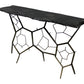 51" Black Stone and Iron Abstract Console Table
