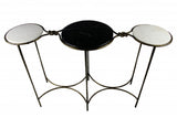 50" Black White And Gold Genuine Marble Round Six Leg Console Table