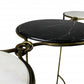 50" Black White And Gold Genuine Marble Round Six Leg Console Table