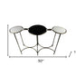 50" Black White And Gold Genuine Marble Round Six Leg Console Table