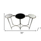 50" Black White And Gold Genuine Marble Round Six Leg Console Table