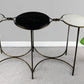 50" Black White And Gold Genuine Marble Round Six Leg Console Table