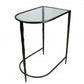 Set of Two 25" Black And Clear Glass And Genuine Marble Half Circle Three Leg Console Table