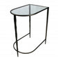 Set of Two 25" Black And Clear Glass And Genuine Marble Half Circle Three Leg Console Table