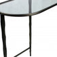 Set of Two 25" Black And Clear Glass And Genuine Marble Half Circle Three Leg Console Table