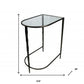 Set of Two 25" Black And Clear Glass And Genuine Marble Half Circle Three Leg Console Table