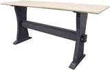 70" Ivory and Black Genuine Marble and Solid Wood Trestle Console Table