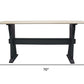 70" Ivory and Black Genuine Marble and Solid Wood Trestle Console Table
