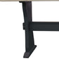70" Ivory and Black Genuine Marble and Solid Wood Trestle Console Table
